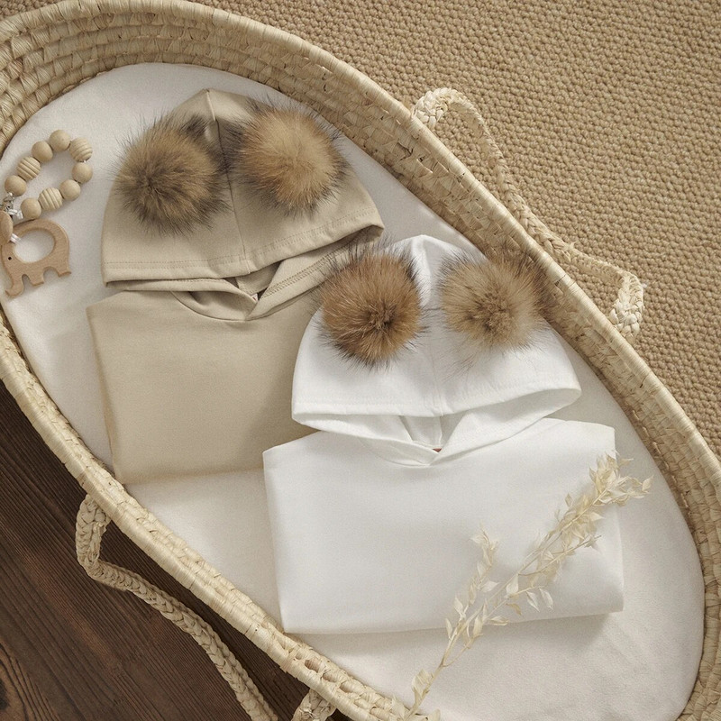 ma&baby 0-18M Νεογέννητο Βρέφος Κοριτσάκι Αγόρι Μακρυμάνικο βελούδινο μπαλάκι πομπομ χαριτωμένο φθινοπωρινό ανοιξιάτικο ρούχο