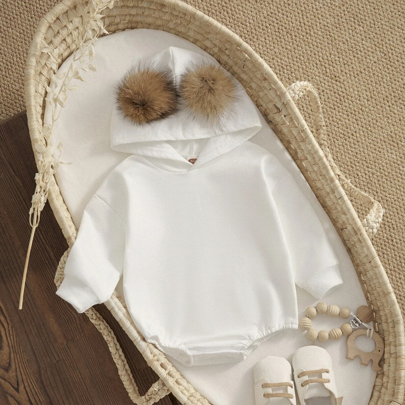 ma&baby 0-18M Νεογέννητο Βρέφος Κοριτσάκι Αγόρι Μακρυμάνικο βελούδινο μπαλάκι πομπομ χαριτωμένο φθινοπωρινό ανοιξιάτικο ρούχο