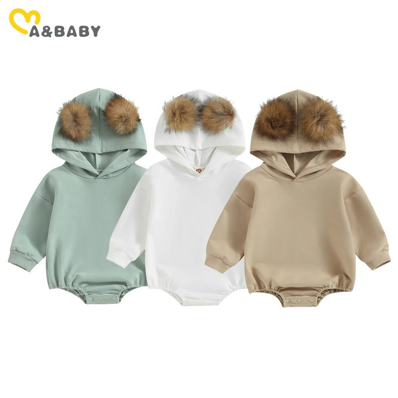 ma&baby 0-18M Νεογέννητο Βρέφος Κοριτσάκι Αγόρι Μακρυμάνικο βελούδινο μπαλάκι πομπομ χαριτωμένο φθινοπωρινό ανοιξιάτικο ρούχο