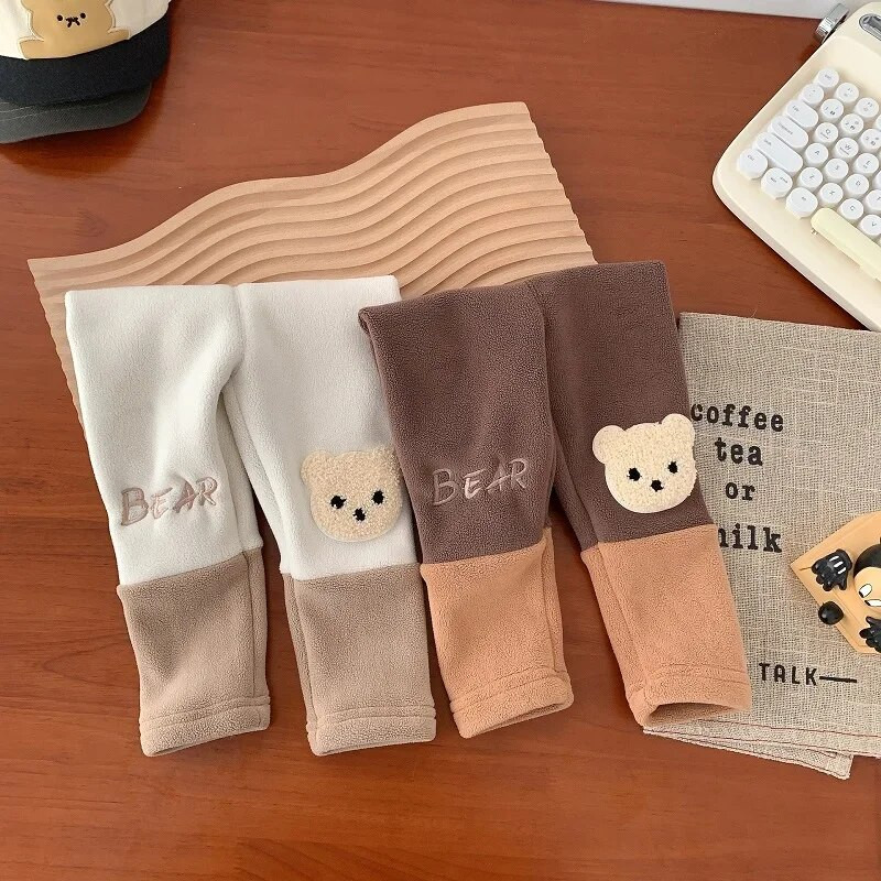 Mīlīgi bērni, meiteņu legingi 0–5 gadi, mazuļi, bērni, elastīga jostasvieta, multfilma Lācis, lācis, siltas zeķubikses ziemas apģērbs