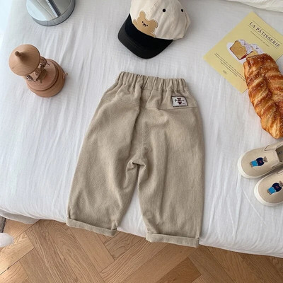 Bērnu velveta bikses 0–5 gadi, bērni zēni, vienkrāsaini elastīgi jostasvietas kabatas bikses, ikdienas apģērbi, pavasara rudens apģērbi
