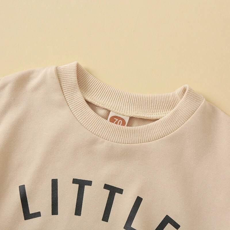 Modes rudens zīdaiņu zēnu meiteņu apģērbu komplekti jaundzimušo burtu izšuvumi, topi ar garām piedurknēm un bikses, sporta apģērbi, tērpi