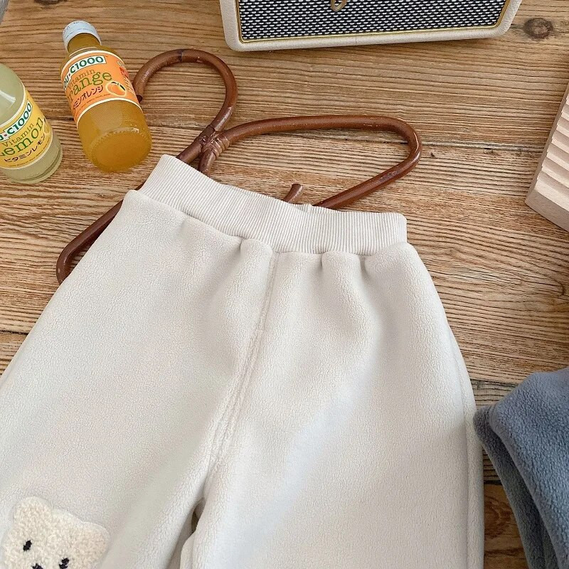 Νέο Χειμώνα Παιδικό Παντελόνι Αγόρι Κοριτσάκι 0-5 Χρόνια Παιδικά Παιδιά Ελαστική Μέση Γελοιογραφία Αρκούδα Πολικό Fleece Παντελόνι Jogger Ζεστά Ρούχα