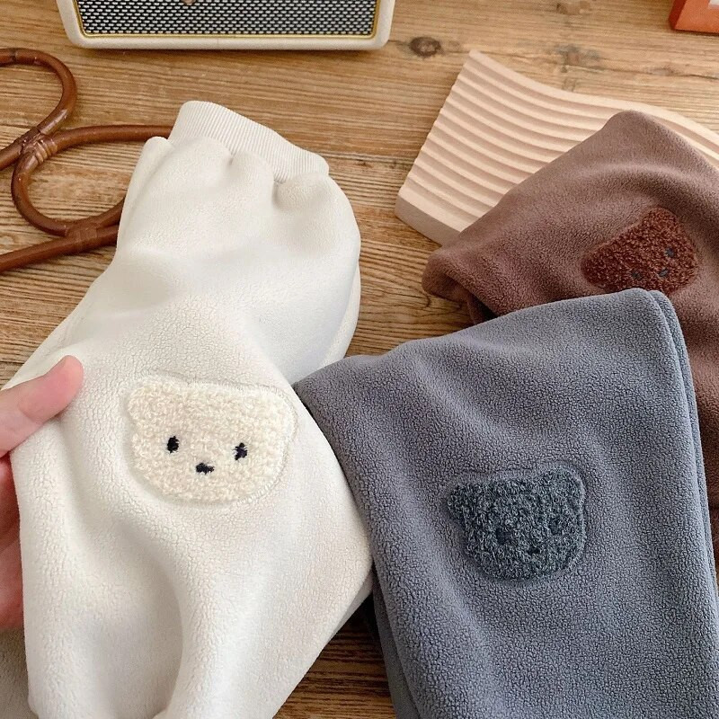 Νέο Χειμώνα Παιδικό Παντελόνι Αγόρι Κοριτσάκι 0-5 Χρόνια Παιδικά Παιδιά Ελαστική Μέση Γελοιογραφία Αρκούδα Πολικό Fleece Παντελόνι Jogger Ζεστά Ρούχα