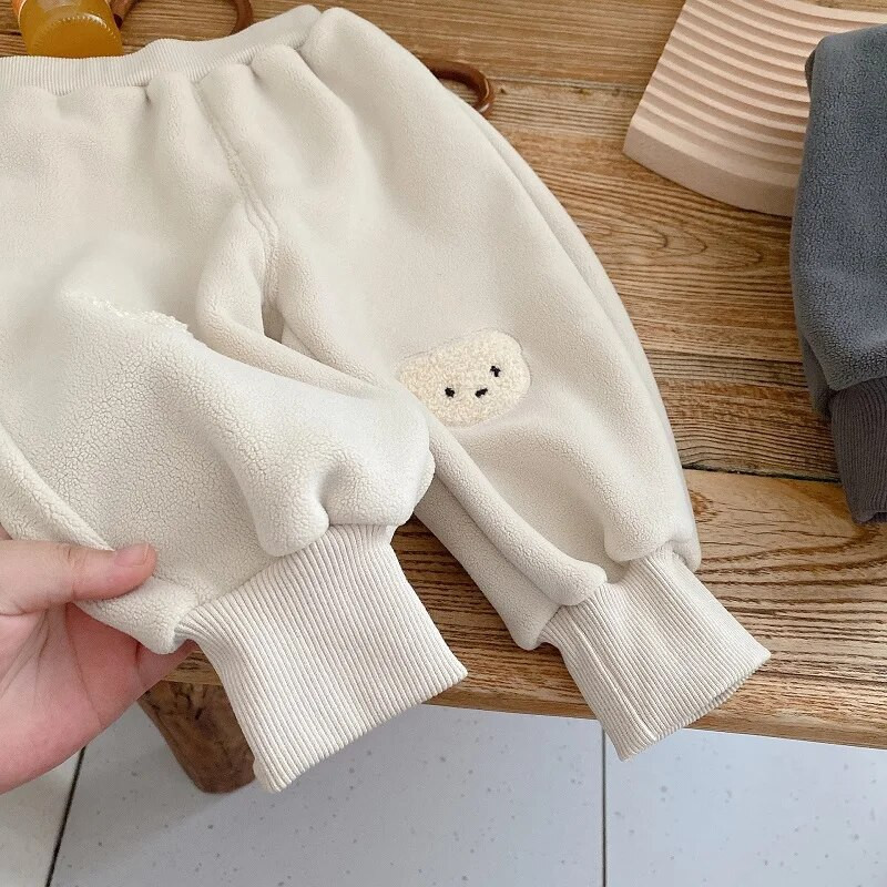 Νέο Χειμώνα Παιδικό Παντελόνι Αγόρι Κοριτσάκι 0-5 Χρόνια Παιδικά Παιδιά Ελαστική Μέση Γελοιογραφία Αρκούδα Πολικό Fleece Παντελόνι Jogger Ζεστά Ρούχα