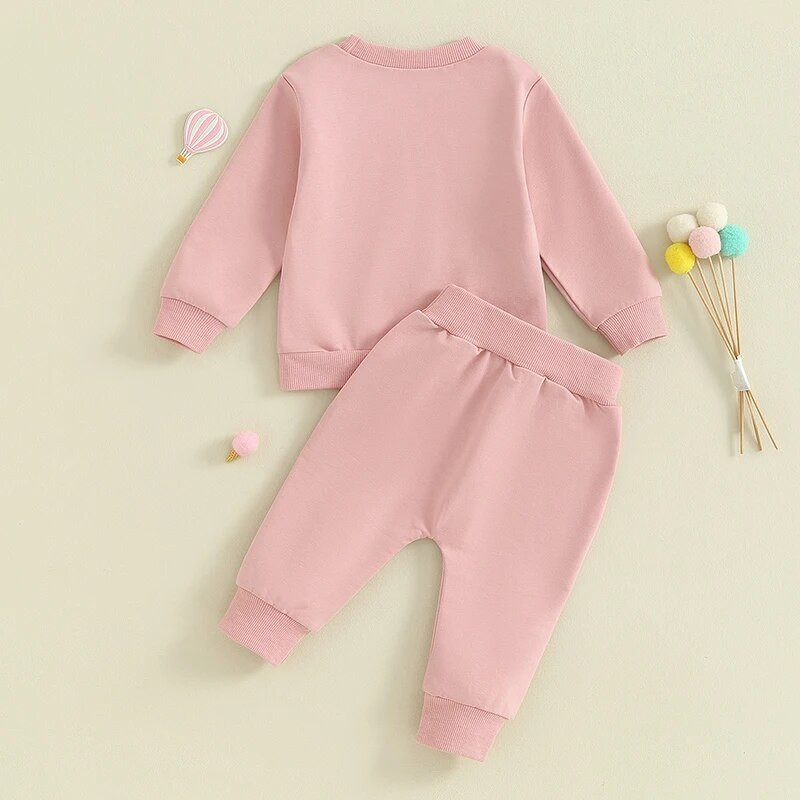 Toddler Girls Φθινοπωρινά Φθινοπωρινά Σετ Παντελόνια Μακρυμάνικα Γράμματα στάμπα Φούτερ Σετ παντελόνια μονόχρωμα