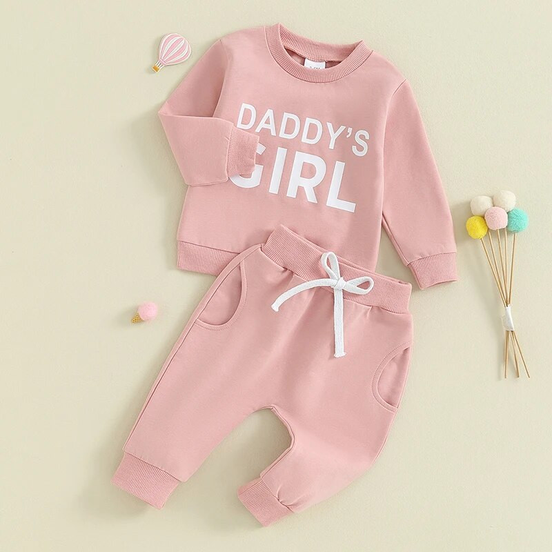 Toddler Girls Φθινοπωρινά Φθινοπωρινά Σετ Παντελόνια Μακρυμάνικα Γράμματα στάμπα Φούτερ Σετ παντελόνια μονόχρωμα