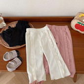 Jesenné detské dievčenské nohavice 0-5 rokov, jednofarebné, s elastickým pásom, volánikmi, rozšírené nohavice, ležérne oblečenie so zvonovým spodným dielom