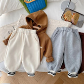 2023. aasta talv, laste poiste spordirõivad, püksid 0–5-aastased, elastsed vöökohad, fliis, paks Active Jogger püksid, püksid, alumine varustus, riided