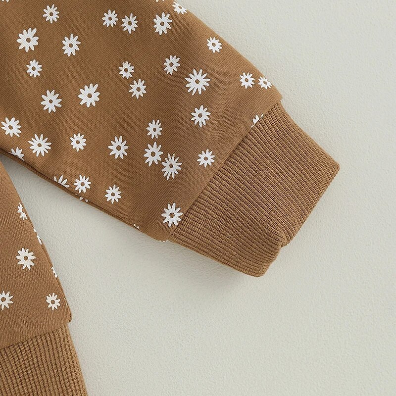 Ma&Baby 0–3 gadi jaundzimušajam zīdainim meiteņu apģērbu komplekti bērnu tērpi rudens pavasaris ar ziedu apdruku ar garām piedurknēm topi Bikses treniņtērps