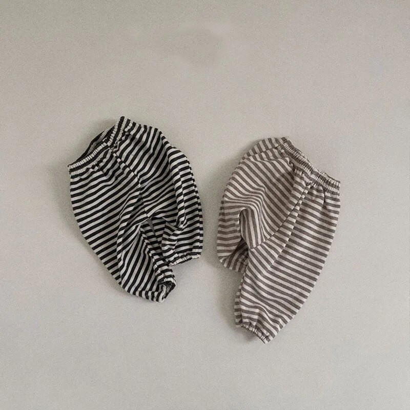 0–3 gadi gadījuma rakstura mazulis zēns meitene svītrainās biksītes jaundzimušajiem bērniem elastīgs viduklis brīvas kokvilnas bikses apakšā tērpi pavasara rudens drēbes