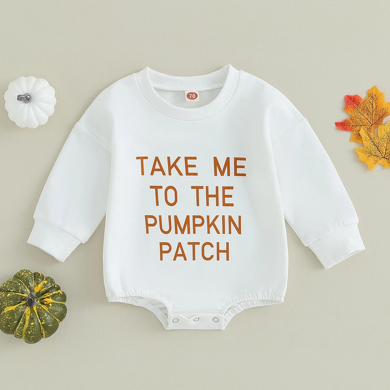 ma&baby 0-18M Απόκριες Νεογέννητο Βρέφος Μωρό Αγόρι Κοριτσάκι Romper Επιστολή κολοκύθας λεοπάρ στάμπα μακρυμάνικη φόρμα για νήπια