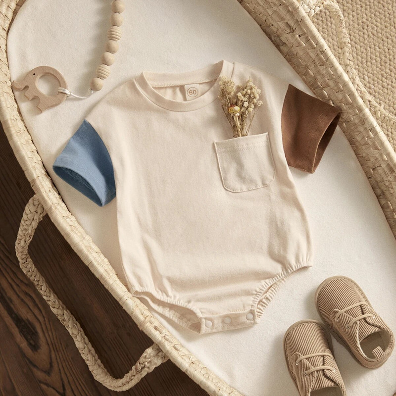 ma&baby 0-24 M Jaundzimušā zīdaiņa zīdaiņu zēnu meiteņu rombiņas gadījuma raibs kabatas kombinezons ar īsām piedurknēm, spēļu tērps vasaras apģērbs