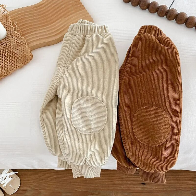 Jaunas ziemas bērnu velveta bikses 0–5 gadiem bērniem vienkrāsains elastīgs viduklis Flīss, biezs skriešanas bikses, virsdrēbes, siltie apģērbi