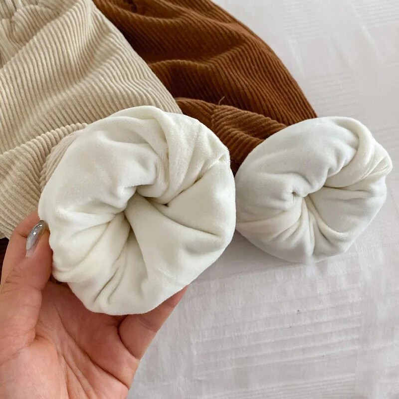 Jaunas ziemas bērnu velveta bikses 0–5 gadiem bērniem vienkrāsains elastīgs viduklis Flīss, biezs skriešanas bikses, virsdrēbes, siltie apģērbi