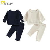 ma&baby 0-2G Jaundzimušajiem Zēniem Apģērbu komplekti Maziem bērniem Vienkrāsains Topi ar garām piedurknēm Bikses Rudens pavasara Apģērbs Treniņtērps