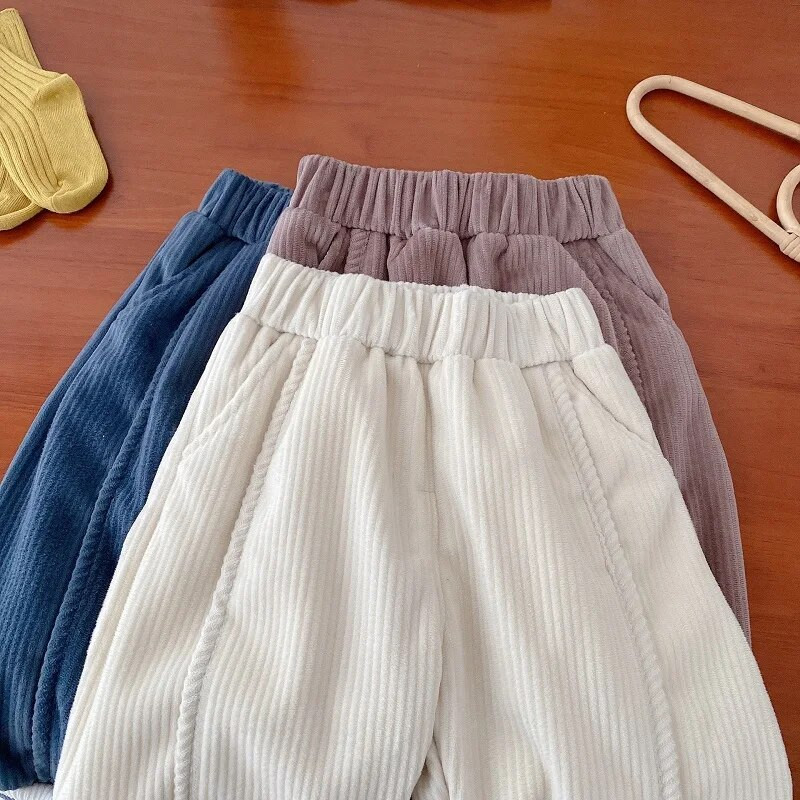 2023 Χειμώνας Παιδικό κοτλέ παντελόνι 0-6 ετών Παιδί αγόρι μονόχρωμο ελαστικό φλις μέσης χοντρό ζεστό παντελόνι Jogger outwear ρούχα