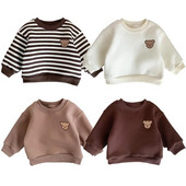 Φθινοπωρινά βρεφικά ρούχα Bear Φούτερ για αγόρια κορίτσια με φλις επένδυση Παιδική πουλόβερ νήπιο μπλουζάκι για βρέφη Χειμερινή χοντρή περιστασιακή στολή