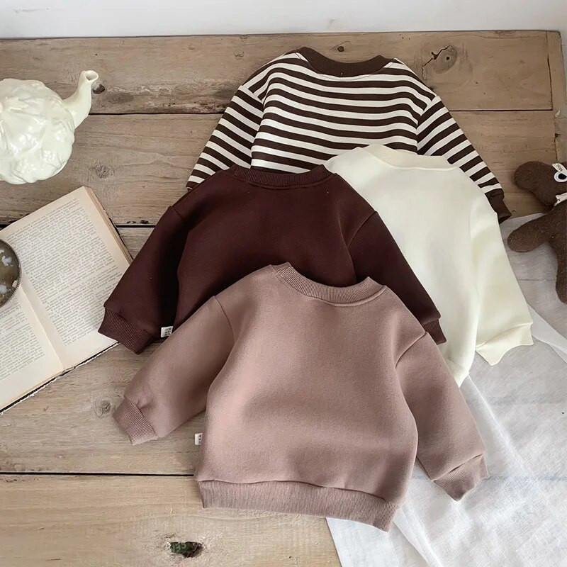 Φθινοπωρινά βρεφικά ρούχα Bear Φούτερ για αγόρια κορίτσια με φλις επένδυση Παιδική πουλόβερ νήπιο μπλουζάκι για βρέφη Χειμερινή χοντρή περιστασιακή στολή