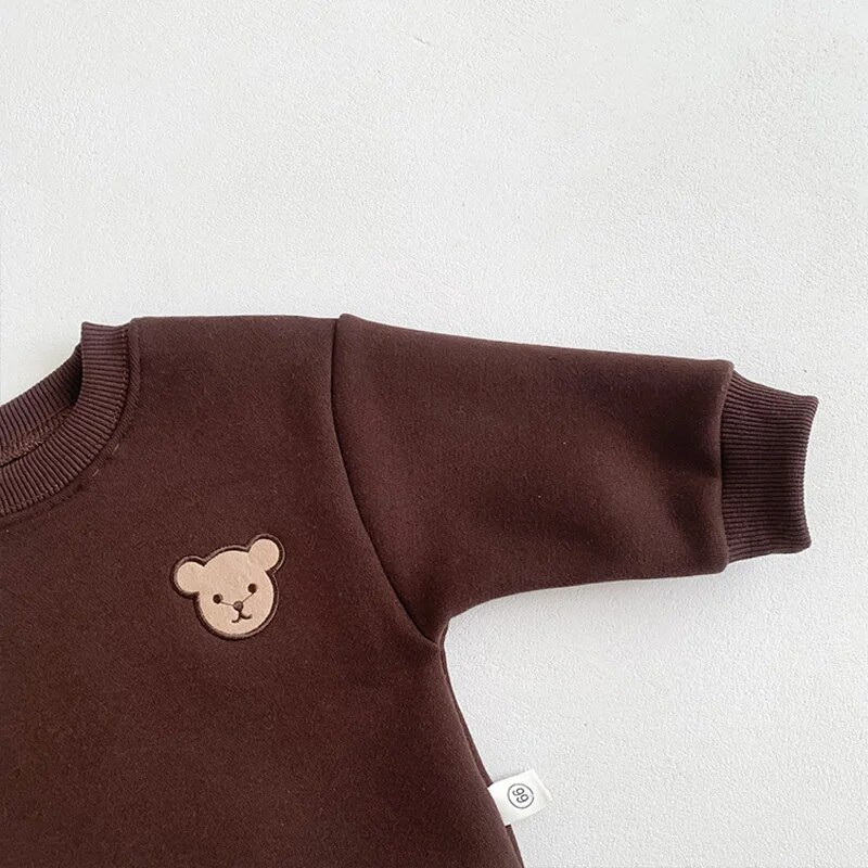Φθινοπωρινά βρεφικά ρούχα Bear Φούτερ για αγόρια κορίτσια με φλις επένδυση Παιδική πουλόβερ νήπιο μπλουζάκι για βρέφη Χειμερινή χοντρή περιστασιακή στολή