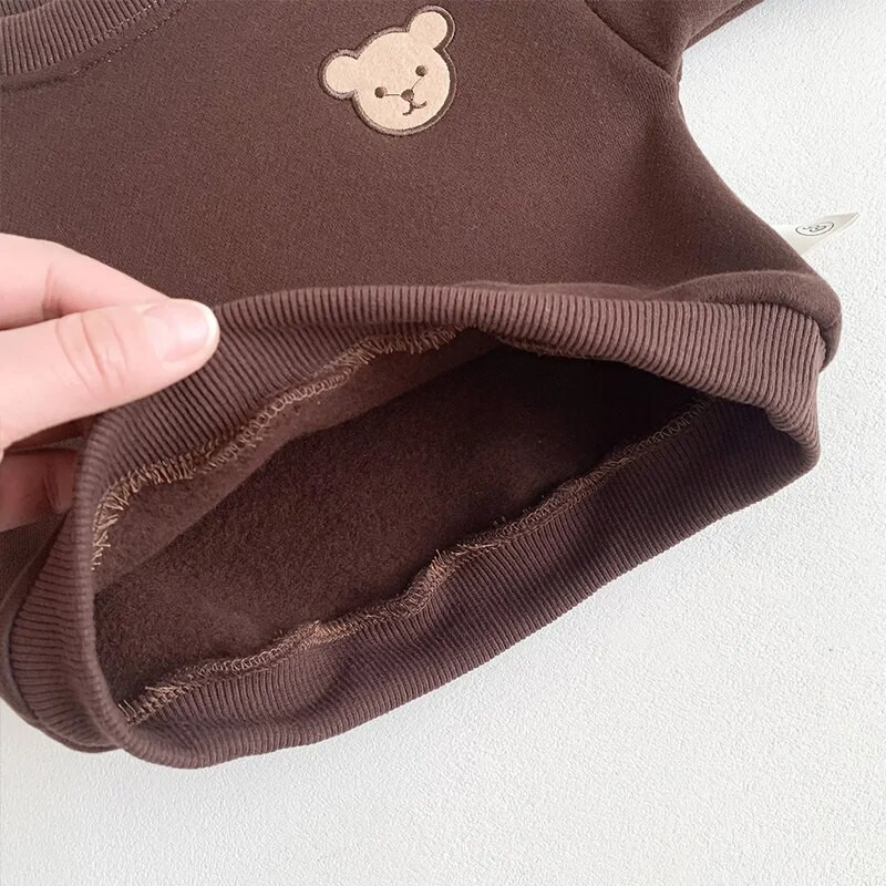 Φθινοπωρινά βρεφικά ρούχα Bear Φούτερ για αγόρια κορίτσια με φλις επένδυση Παιδική πουλόβερ νήπιο μπλουζάκι για βρέφη Χειμερινή χοντρή περιστασιακή στολή