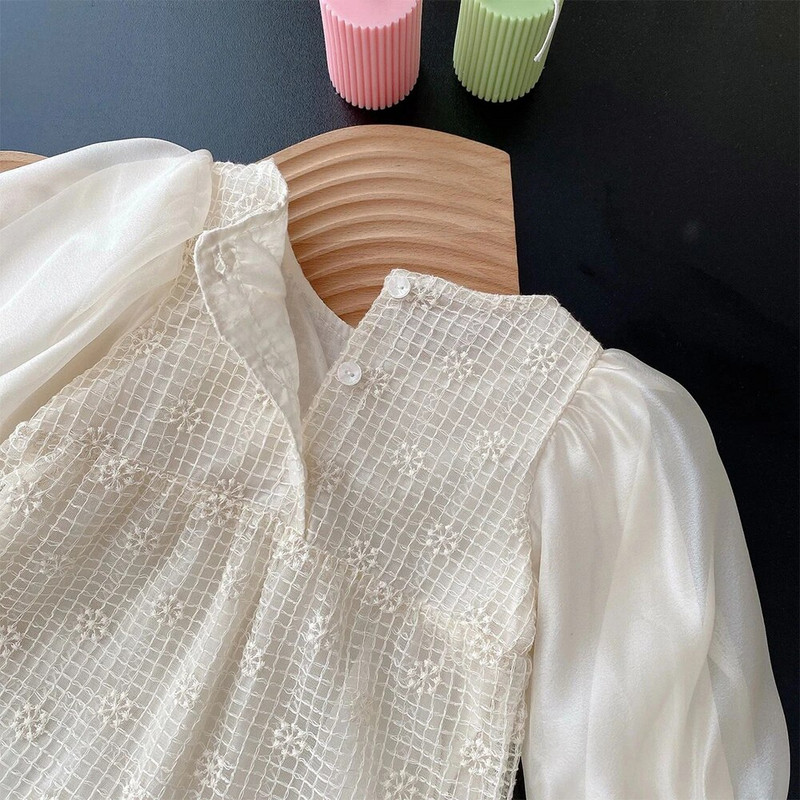 Bear Leader zīdaiņu bodijs 2023. gada rudens jaunajām meitenēm Sweet Bow žakarda bodijs ar garām piedurknēm.