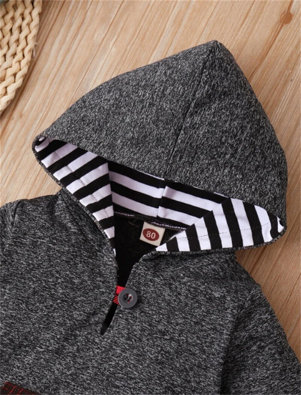 Božićno odijelo za dječake od 2 komada, majica dugih rukava s džepovima + kockaste hlače, modna odjeća za dječaka od 3 do 24 mjeseca