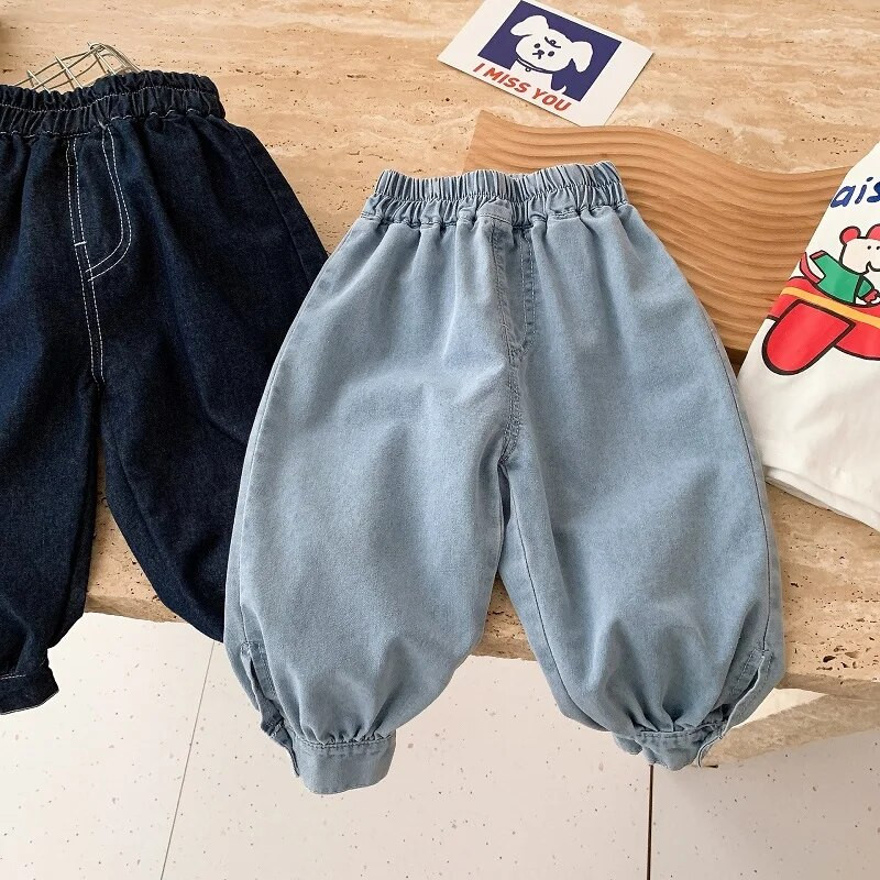 Μόδα Παιδικά Αγόρια Τζιν 0-6 ετών Νήπιο Παιδικό Κορίτσι Ελαστική μέση Μονόχρωμο Χαλαρό Jogger Τζιν παντελόνι παντελόνι Φθινοπωρινά ρούχα