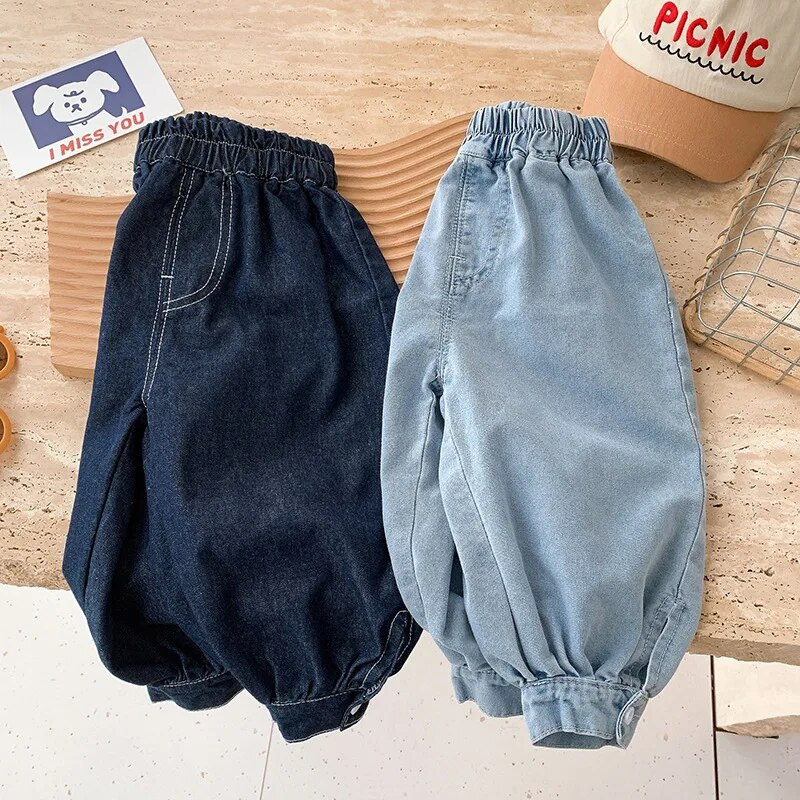 Μόδα Παιδικά Αγόρια Τζιν 0-6 ετών Νήπιο Παιδικό Κορίτσι Ελαστική μέση Μονόχρωμο Χαλαρό Jogger Τζιν παντελόνι παντελόνι Φθινοπωρινά ρούχα