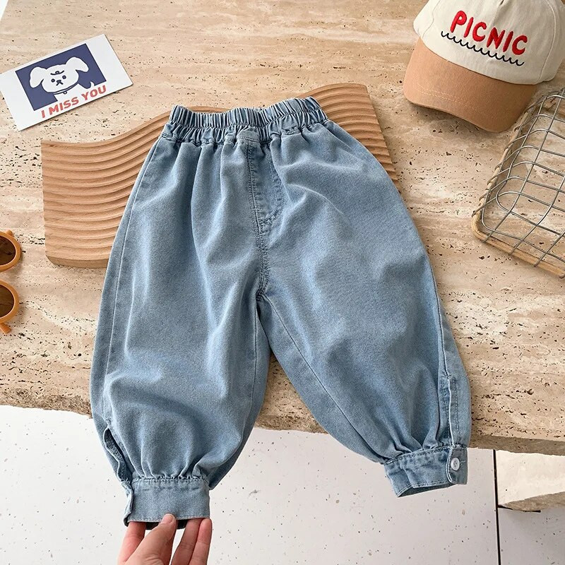 Μόδα Παιδικά Αγόρια Τζιν 0-6 ετών Νήπιο Παιδικό Κορίτσι Ελαστική μέση Μονόχρωμο Χαλαρό Jogger Τζιν παντελόνι παντελόνι Φθινοπωρινά ρούχα