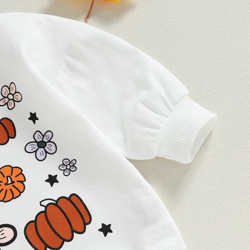 ma&baby 0-18 M Helovīna jaundzimušo meiteņu rombiņas ar garām piedurknēm, ziedu ķirbju apdruku, jauks kostīms