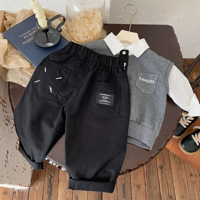 2023. gada rudens, bērnu bikses zēniem, 1–7 gadi, mazuļi, bērni, elastīgs viduklis vienkrāsains, vienkāršas bikses, brīvas apakšas, tērpi, apģērbi