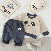 MILANCEL új őszi babaruha szett csecsemő aranyos panda kapucnis öltöny fiúknak felsőruházat 2 DB