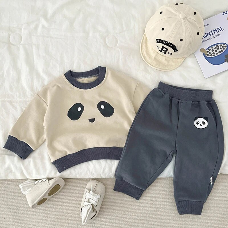 MILANCEL új őszi babaruha szett csecsemő aranyos panda kapucnis öltöny fiúknak felsőruházat 2 DB