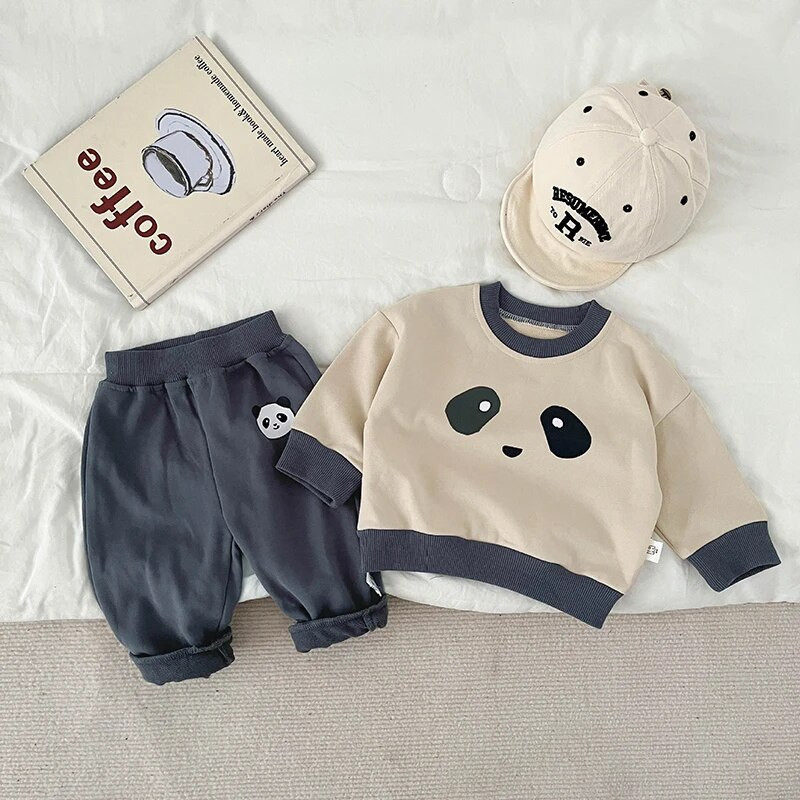 MILANCEL új őszi babaruha szett csecsemő aranyos panda kapucnis öltöny fiúknak felsőruházat 2 DB