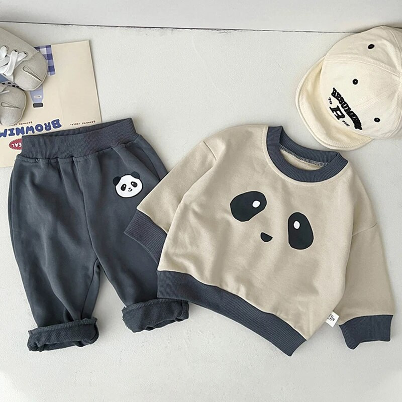 MILANCEL új őszi babaruha szett csecsemő aranyos panda kapucnis öltöny fiúknak felsőruházat 2 DB