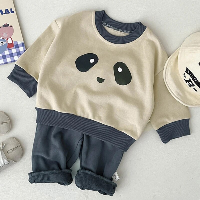 MILANCEL új őszi babaruha szett csecsemő aranyos panda kapucnis öltöny fiúknak felsőruházat 2 DB