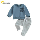 ma&baby 0-3Y νήπιο Βρέφος Νεογέννητο Βρέφος Αγόρια Σετ Ρούχα Φθινοπωρινή Άνοιξη Επιστολή εκτύπωσης Μακρυμάνικο μπλουζάκια Παντελόνια Φόρμα γυμναστικής
