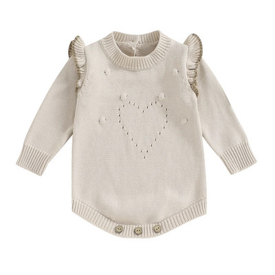 ma&baby 0-24M újszülött csecsemő lányok kötött nadrág meleg ősz téli fodros kombiné hosszú ujjú szívruha