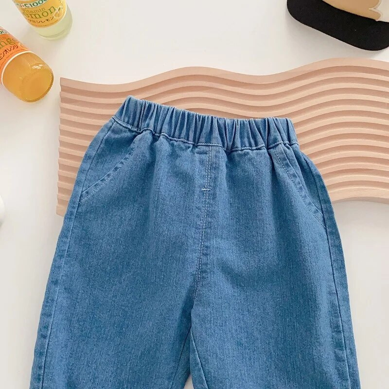 Jauni rudens bērni Zēnu džinsi 0–5 gadi bērniem elastīga vidukļa kabata karikatūra Joger džinsu bikses ikdienas bikses tērpi apģērbi