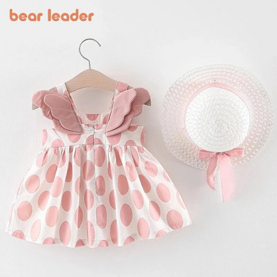 Bear Leader Dot Print Pillangó Szárnyak Babaruha Nyári Felső Lány Virágos Princess Ruha Aranyos Kislány Ruha Felszerelések Vestidos