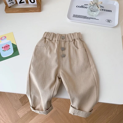 Bērni Zēni Bikses 0–6 gadi Mazi bērni Bērni Vienkrāsains elastīgs viduklis pilna garuma bikses ikdienišķs pavasara rudens apakšējais apģērbs