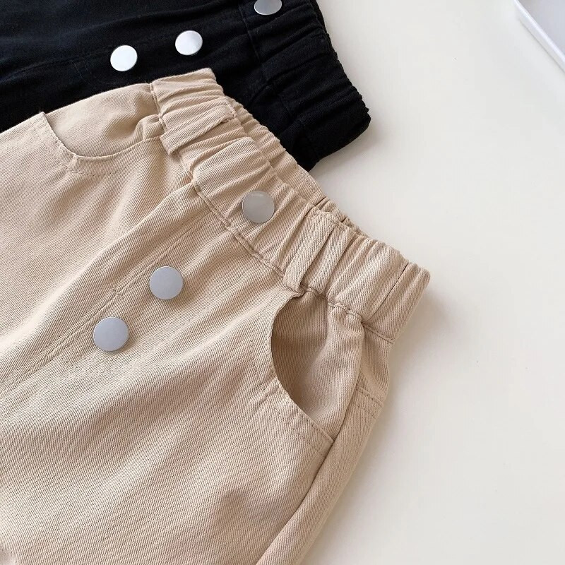 Bērni Zēni Bikses 0–6 gadi Mazi bērni Bērni Vienkrāsains elastīgs viduklis pilna garuma bikses ikdienišķs pavasara rudens apakšējais apģērbs