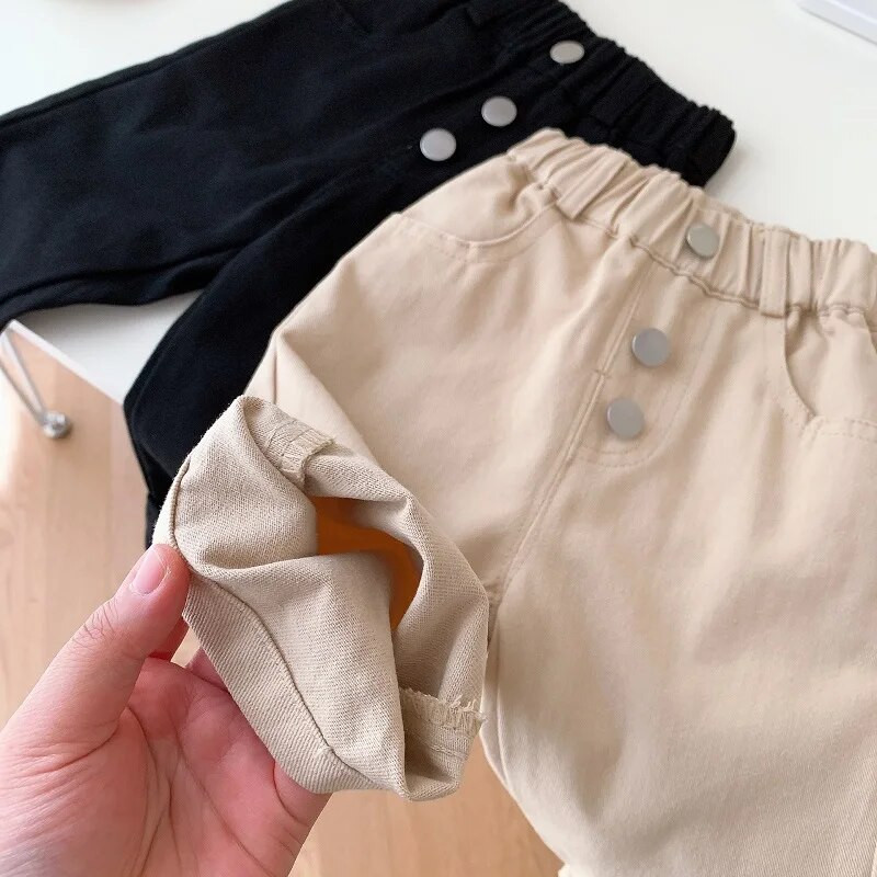 Bērni Zēni Bikses 0–6 gadi Mazi bērni Bērni Vienkrāsains elastīgs viduklis pilna garuma bikses ikdienišķs pavasara rudens apakšējais apģērbs