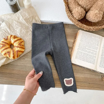 2023. gada ziema, bērni, meiteņu bikses, 0–5 gadi, bērniem, elastīgs viduklis, multfilma, lāča flīss, sabiezināts, silts, pieguļošs apakšējais apģērbs