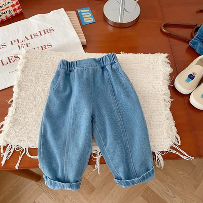 New Kids Jean 0-5 Χρόνια Παιδιά Αγόρι Κορίτσι Μονόχρωμο Ελαστική μέση Φαρδιά μαλακό τζιν παντελόνι Παντελόνι Στολή κάτω φθινοπωρινά ρούχα