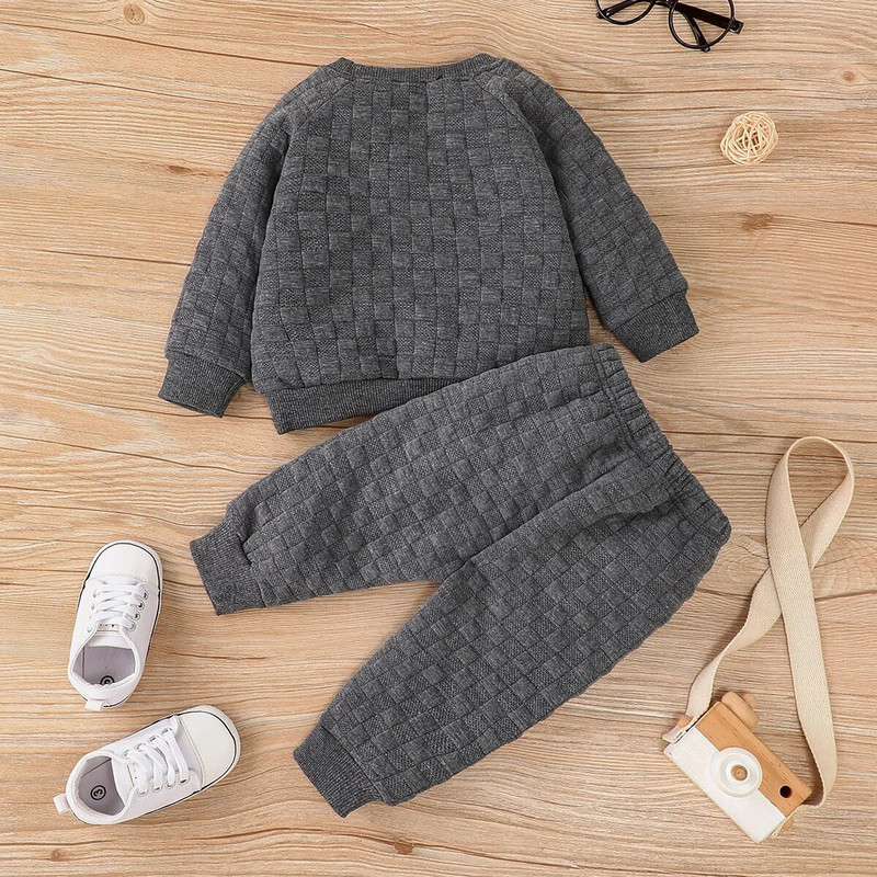 ma&baby 3M-3Y Kisgyermek Csecsemő Kisfiú Lány Ruhakészlet Alkalmi Egyszínű Hosszú ujjú Felső Nadrág Őszi Tavaszi Felszerelések Ruházat