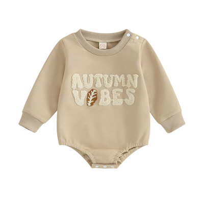 ma&baby 0-18 M Jaundzimušā zīdaiņa mazulis Zēns Meitene Romperi ar garām piedurknēm Burtu izšuvumi Kombinezons Rotaļtērps rudens pavasara apģērbs