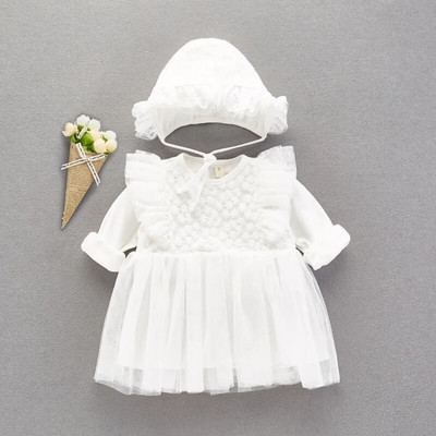 Meiteņu kleitas ar garām piedurknēm Mazuļu kleitas ballītei un kāzu kleitas Kristības Princese Kokvilna Meiteņu apģērbi Rudens Jaunums