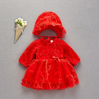 Meiteņu kleitas ar garām piedurknēm Mazuļu kleitas ballītei un kāzu kleitas Kristības Princese Kokvilna Meiteņu apģērbi Rudens Jaunums